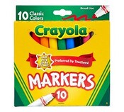 Wholesale - 10pk CRAYOLA BROAD LINE MARKERS C/P 24, UPC: 071662077228
